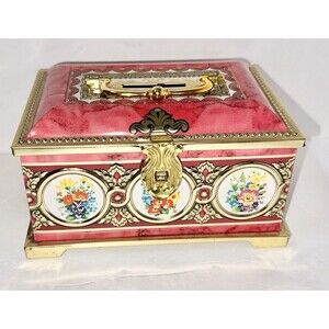 Linette Tin Box Bank With Slot On Top In Lid Reading PA Western Germany Pink